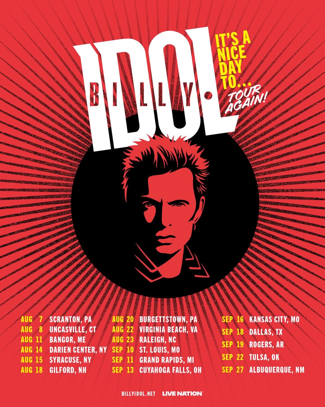Billy Idol It's A Nice Day To Tour Again Poster 2026